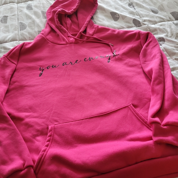 Hot Pink Hoodie "You Are Enough" - Picture 2 of 5